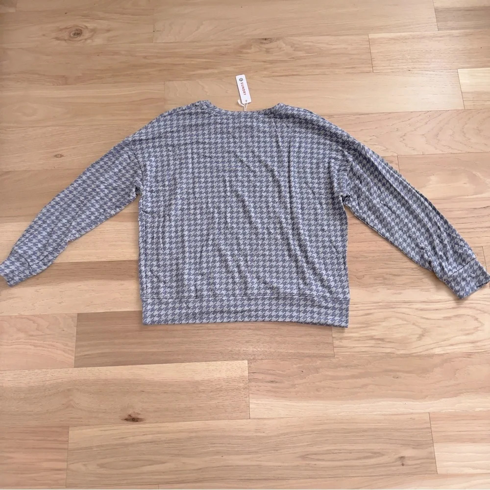 Anthropologie Sundry pullover Houndstooth Sweater size‎ M in gray/purple - Picture 7 of 10